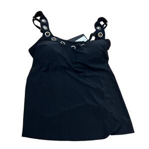Aqua Green Women's Black Adjustable Strap Tankini Top - Size Small - NWT